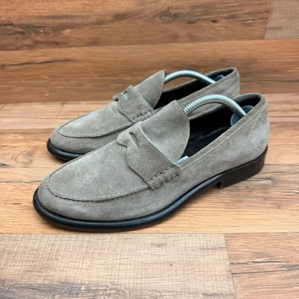 Alumnae Women's 7.5 Eu37.5 Loafers Shoes Suede Olive Green Made In Italy